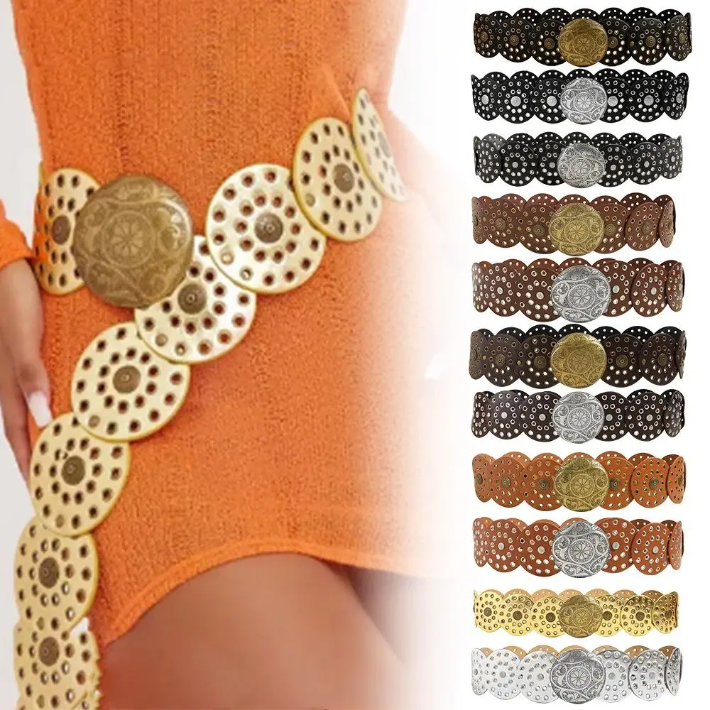 Y2K Disc Belts Vintage Metal Buckle Cowboy Wide Belts Round Western Style Hollow Belt for Women
Y2K Disc Belts Vintage Metal Buckle Cowboy Wide Belts Round Western Style Hollow Belt for Women