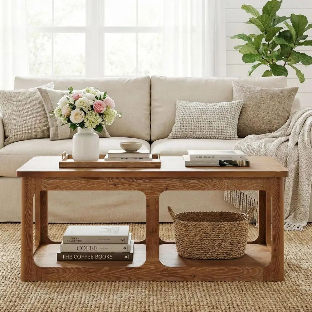 47.24 Solid Wood 2-Tier Center Table for Living Room with Storage, Easy Assembly
47.24 Solid Wood 2-Tier Center Table for Living Room with Storage, Easy Assembly