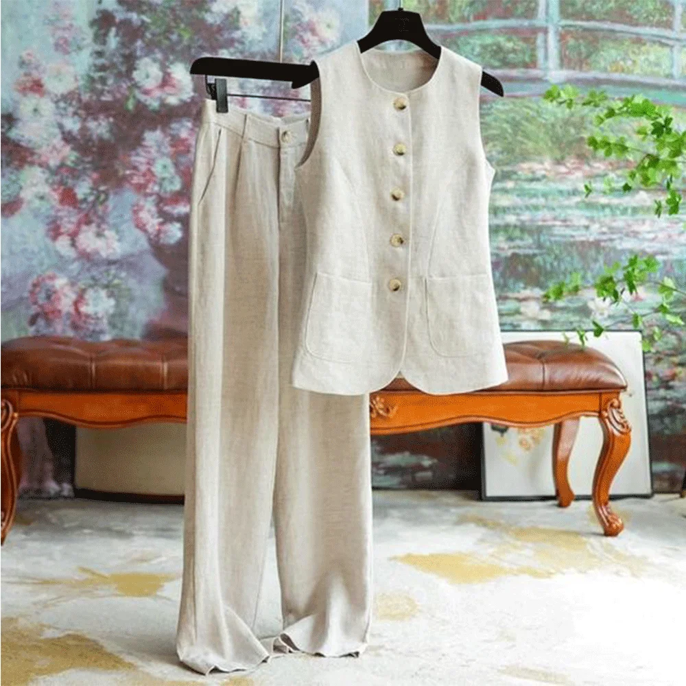 2 Pieces White Suits for Women Suit Outfits Linen Women's Suit Vest Pants Set Lightweight Elegant Woman Dress Pants Cool Sets
2 Pieces White Suits for Women Suit Outfits Linen Women's Suit Vest Pants Set Lightweight Elegant Woman Dress Pants Cool Sets