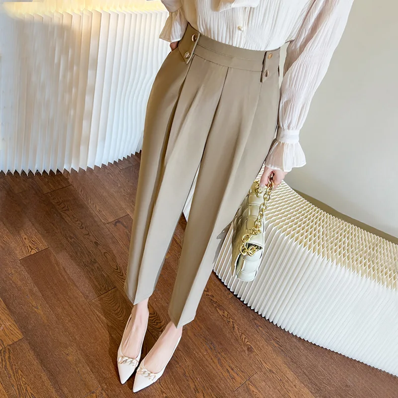 Elegant petite women's harem pants2026New popular design professional commuting cropped suit pants
Elegant petite women's harem pants2026New popular design professional commuting cropped suit pants