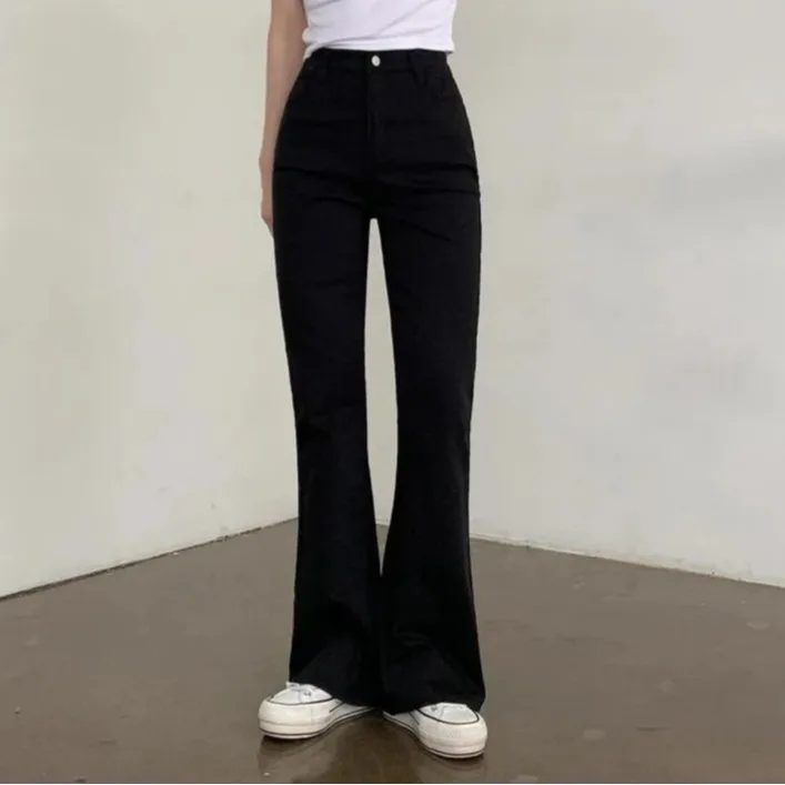 High Waist Flared Jeans Women's Chic Black White Pure Color Elastic Bell Bottom Pants Slimming Versatile Casual Denim Skinnies
High Waist Flared Jeans Women's Chic Black White Pure Color Elastic Bell Bottom Pants Slimming Versatile Casual Denim Skinnies