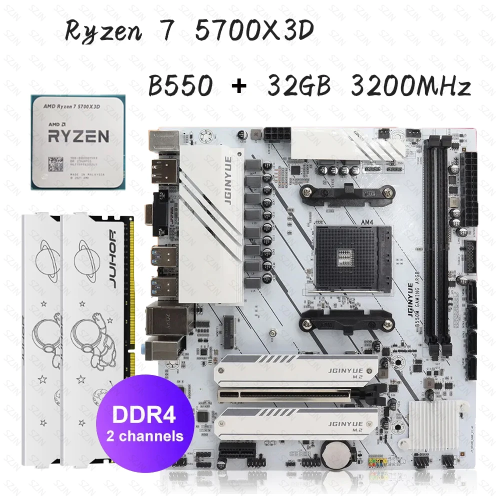 B550M Motherboard Set with AMD R7 5700X3D DDR4 32G 3200MHz RAM PCI-E 4.0 Computer GAMING ARGB Motherboard Kit AM4 SATA 6Gb/s
B550M Motherboard Set with AMD R7 5700X3D DDR4 32G 3200MHz RAM PCI-E 4.0 Computer GAMING ARGB Motherboard Kit AM4 SATA 6Gb/s