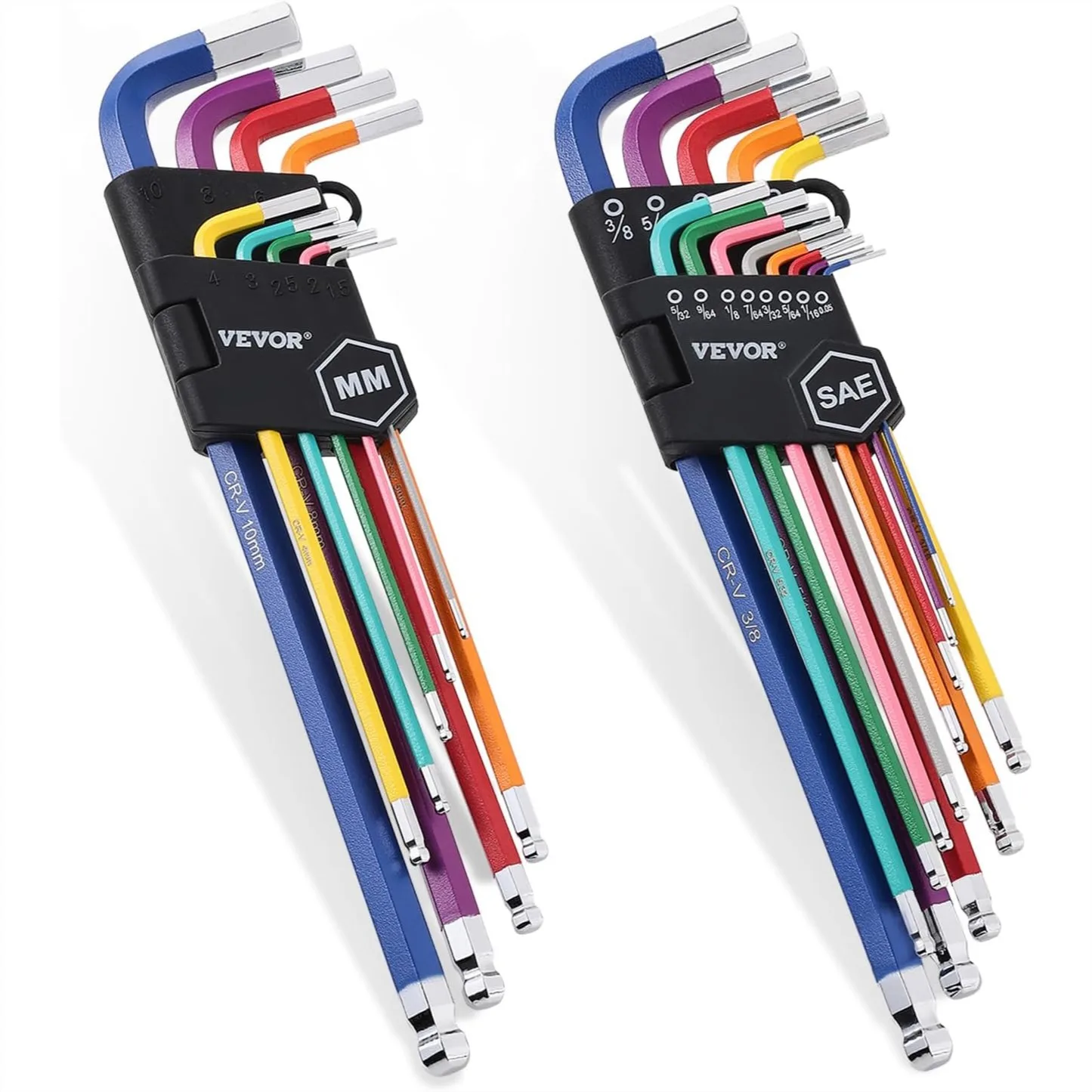 22 Pcs Hex Key Allen Wrench Set with Ball End, SAE and Metric Color Coded L-Shaped Wrenches for Bicycle, Household, Automobile
22 Pcs Hex Key Allen Wrench Set with Ball End, SAE and Metric Color Coded L-Shaped Wrenches for Bicycle, Household, Automobile
