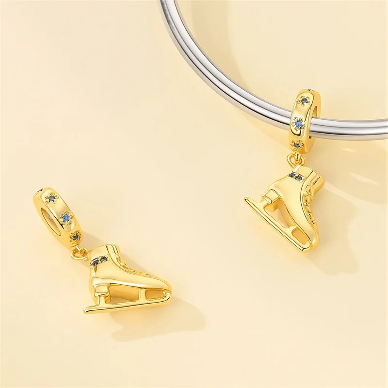 Hot Sales 925 Sterling Silver Golden Skating Shoe Charms Pendant Fit Original Bracelet DIY Women Birthday Jewelry Gifts
Hot Sales 925 Sterling Silver Golden Skating Shoe Charms Pendant Fit Original Bracelet DIY Women Birthday Jewelry Gifts