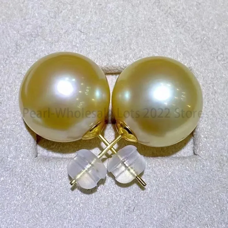 Natural14-15mm Genuine Gold Round Pearl Earring for Women Pearl Earrings
Natural14-15mm Genuine Gold Round Pearl Earring for Women Pearl Earrings