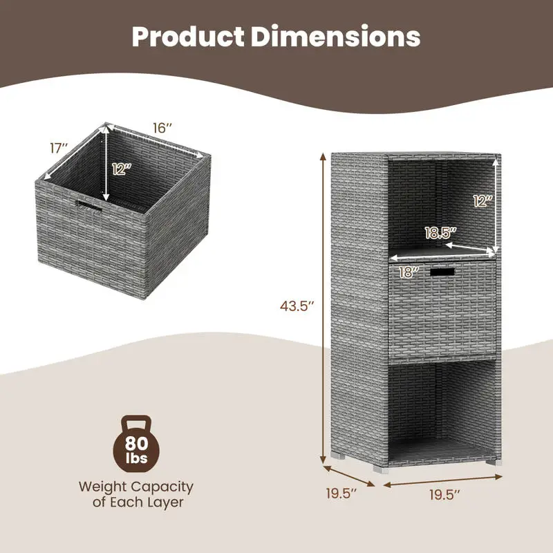 Outdoor Storage Cabinet Patio Wicker Organizer with Drawer-Gray
Outdoor Storage Cabinet Patio Wicker Organizer with Drawer-Gray