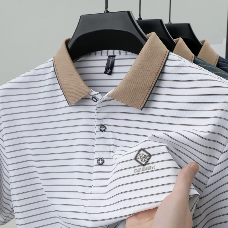 Luxury brand letter emboss short sleeve polo shirt summer T-shirt comfort breathability new high-end fashion striped men's wear
Luxury brand letter emboss short sleeve polo shirt summer T-shirt comfort breathability new high-end fashion striped men's wear