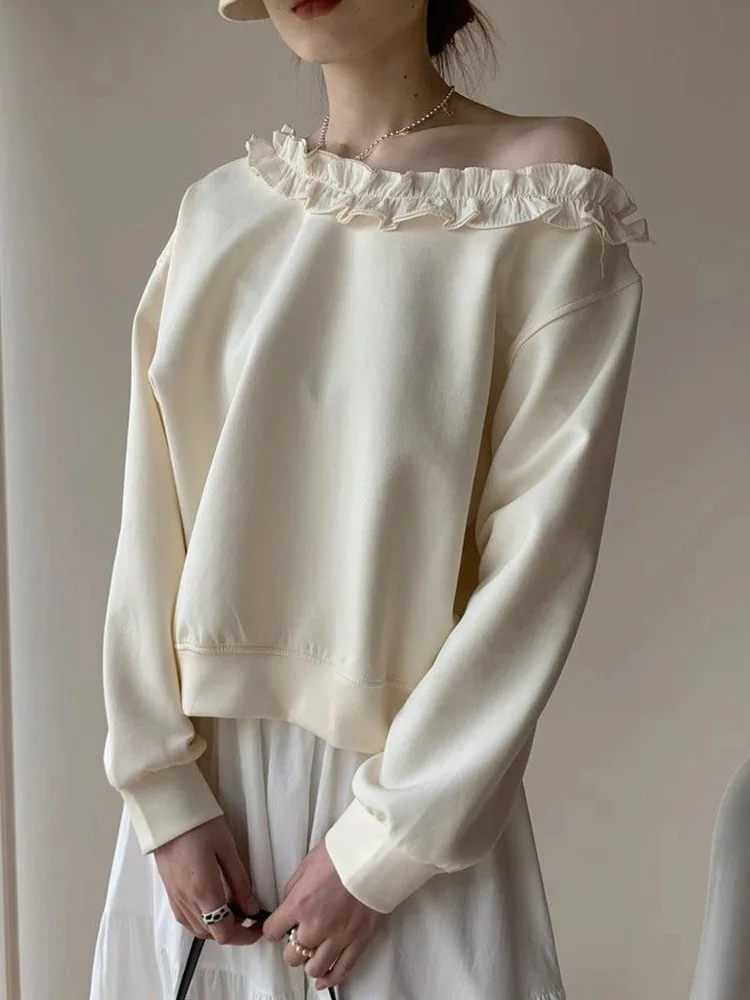 Ruffles Sweet Sweatshirts Women Sexy Off Shoulder Long Sleeve Cute Pullover Female Spring Casual Korean Fashion Solid Ins Tops
Ruffles Sweet Sweatshirts Women Sexy Off Shoulder Long Sleeve Cute Pullover Female Spring Casual Korean Fashion Solid Ins Tops