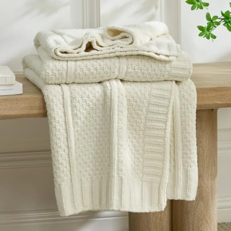 Premium Chenille Throw Blanket Soft Cozy Moss Stitch Knit Blanket for Couch Sofa Chair Home Decor Ivory 50"x60
Premium Chenille Throw Blanket Soft Cozy Moss Stitch Knit Blanket for Couch Sofa Chair Home Decor Ivory 50"x60