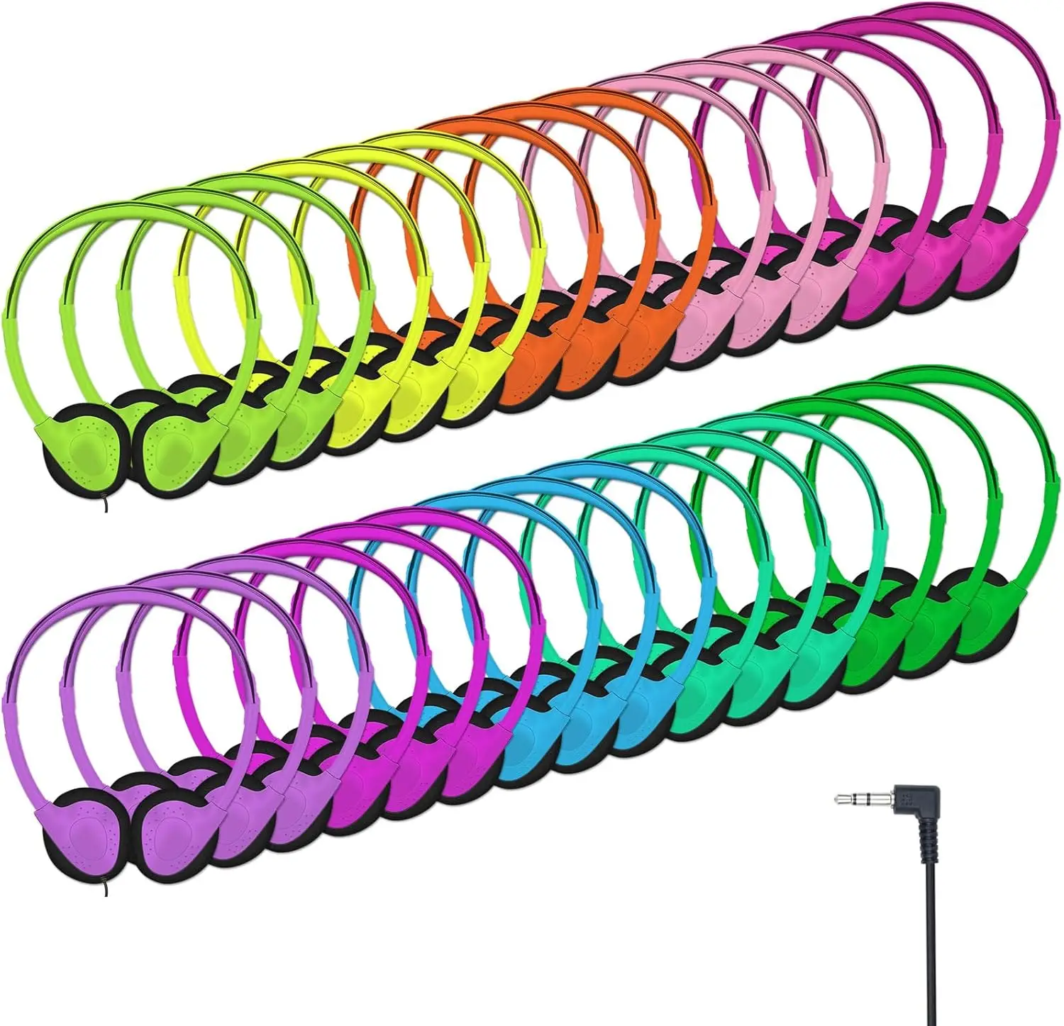 60 Pack Adjustable Headphones for Kids Students Classroom Bulk Earphones with 3.5mm Jack Multi Color
60 Pack Adjustable Headphones for Kids Students Classroom Bulk Earphones with 3.5mm Jack Multi Color