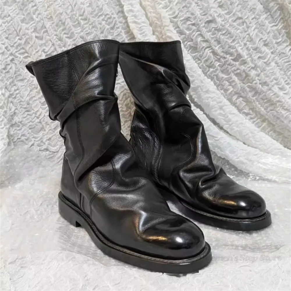 Мужские высокие ботинки с вращающимся декором, круглым носком, из мягкой черной кожи, с боковой молнией, в стиле панк, на низком каблуке, в рыцарском стиле
Мужские высокие ботинки с вращающимся декором, круглым носком, из мягкой черной кожи, с боковой молнией, в стиле панк, на низком каблуке, в рыцарском стиле