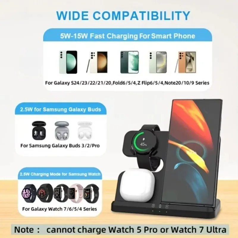 3 in 1 Wireless Charger Stand Charging Dock For Samsung S26 S25 S24 Phone Watch Earbuds Desktop Home Office Universal Accessory
3 in 1 Wireless Charger Stand Charging Dock For Samsung S26 S25 S24 Phone Watch Earbuds Desktop Home Office Universal Accessory