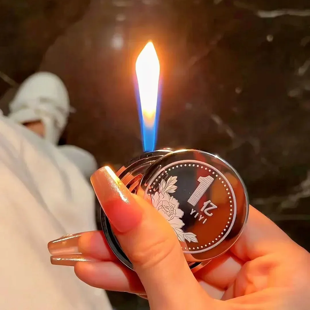 New Mini Coin Rotating Gyro Inflatable Lighter Metal Butane Gas Torch Outdoor Portable Lighter Personalized Fun Small Tool
New Mini Coin Rotating Gyro Inflatable Lighter Metal Butane Gas Torch Outdoor Portable Lighter Personalized Fun Small Tool