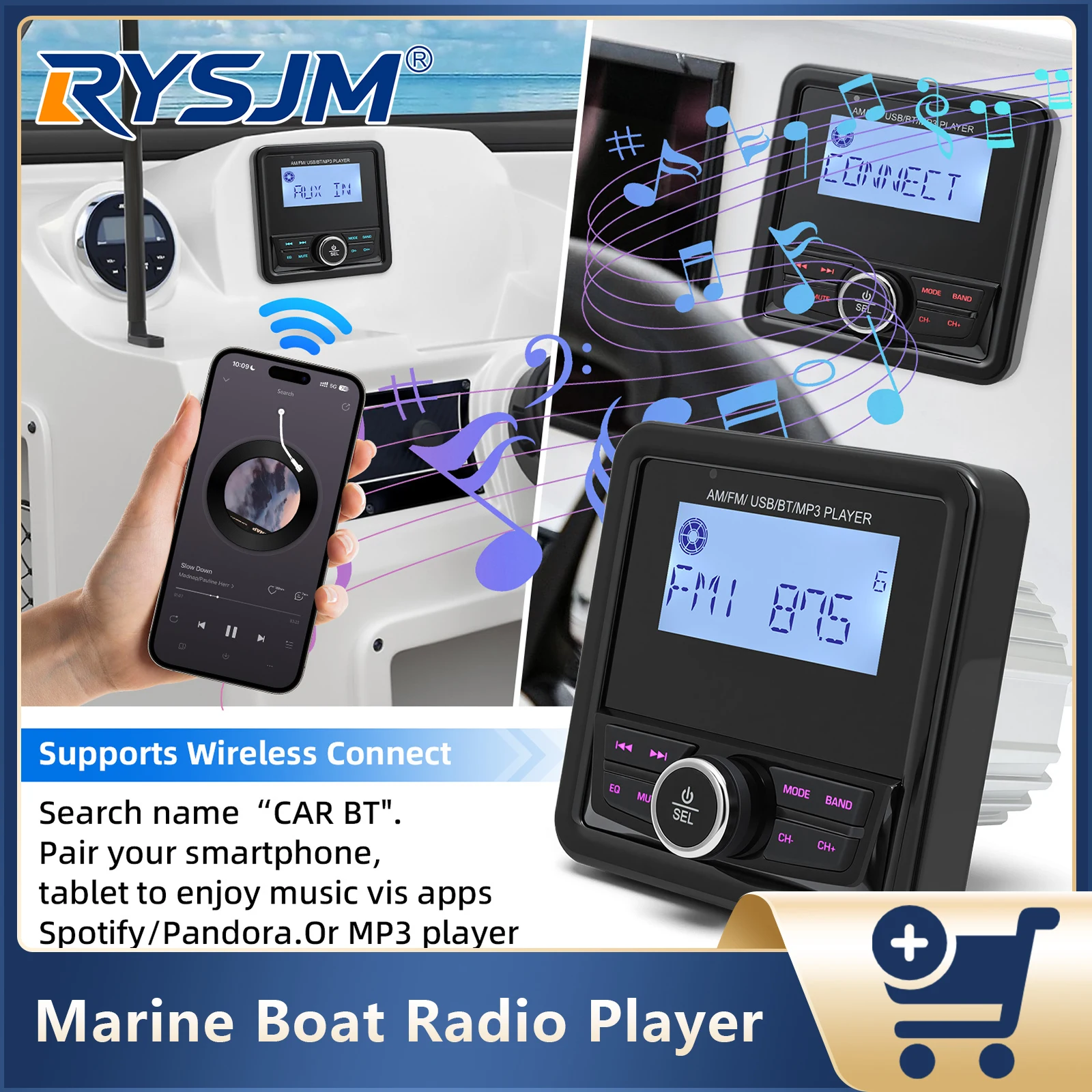 Marine Boat Stereo Radio Player MP3 Media Audio Player Bluetooth-compatible Waterproof FM AM Radio Player For Yacht ATV UTV
Marine Boat Stereo Radio Player MP3 Media Audio Player Bluetooth-compatible Waterproof FM AM Radio Player For Yacht ATV UTV
