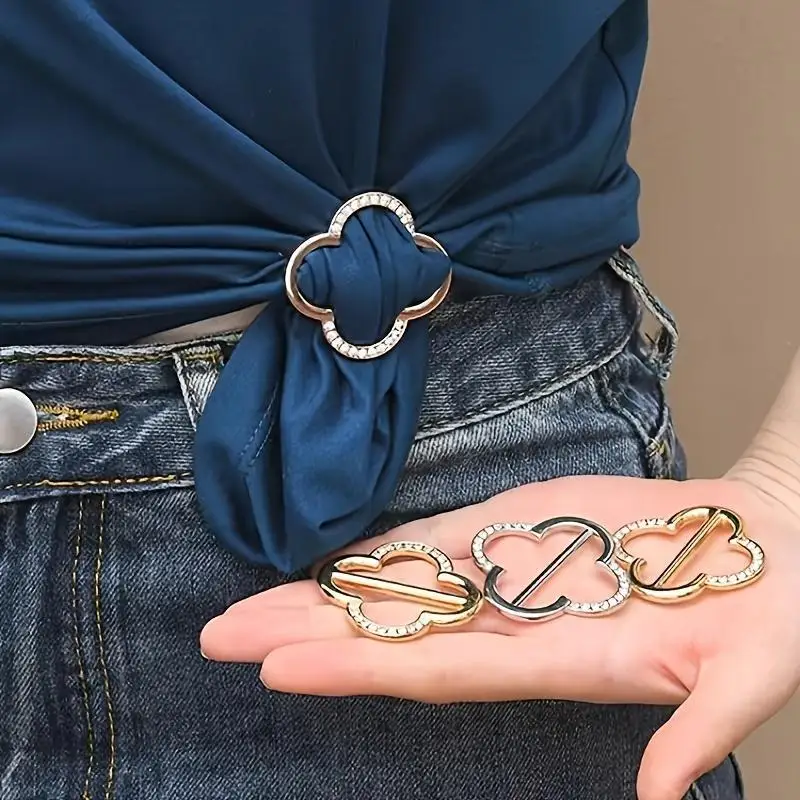 2-Piece Four-Leaf Clover Scarf Clip - Multifunctional Metal Knot Buckle Suitable for T-shirts and Garments, Mixed Colors
2-Piece Four-Leaf Clover Scarf Clip - Multifunctional Metal Knot Buckle Suitable for T-shirts and Garments, Mixed Colors
