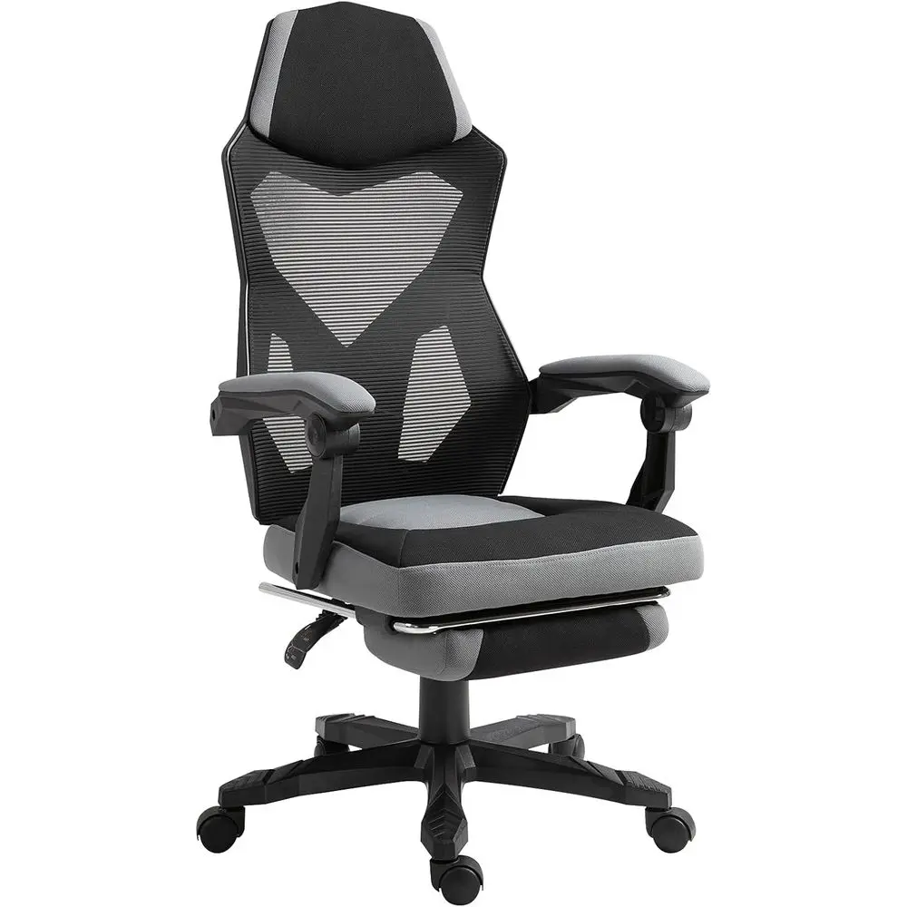 Ergonomic High-Back Office Chair with Footrest, Mesh, Lumbar Support, and Wheels, Grey
Ergonomic High-Back Office Chair with Footrest, Mesh, Lumbar Support, and Wheels, Grey
