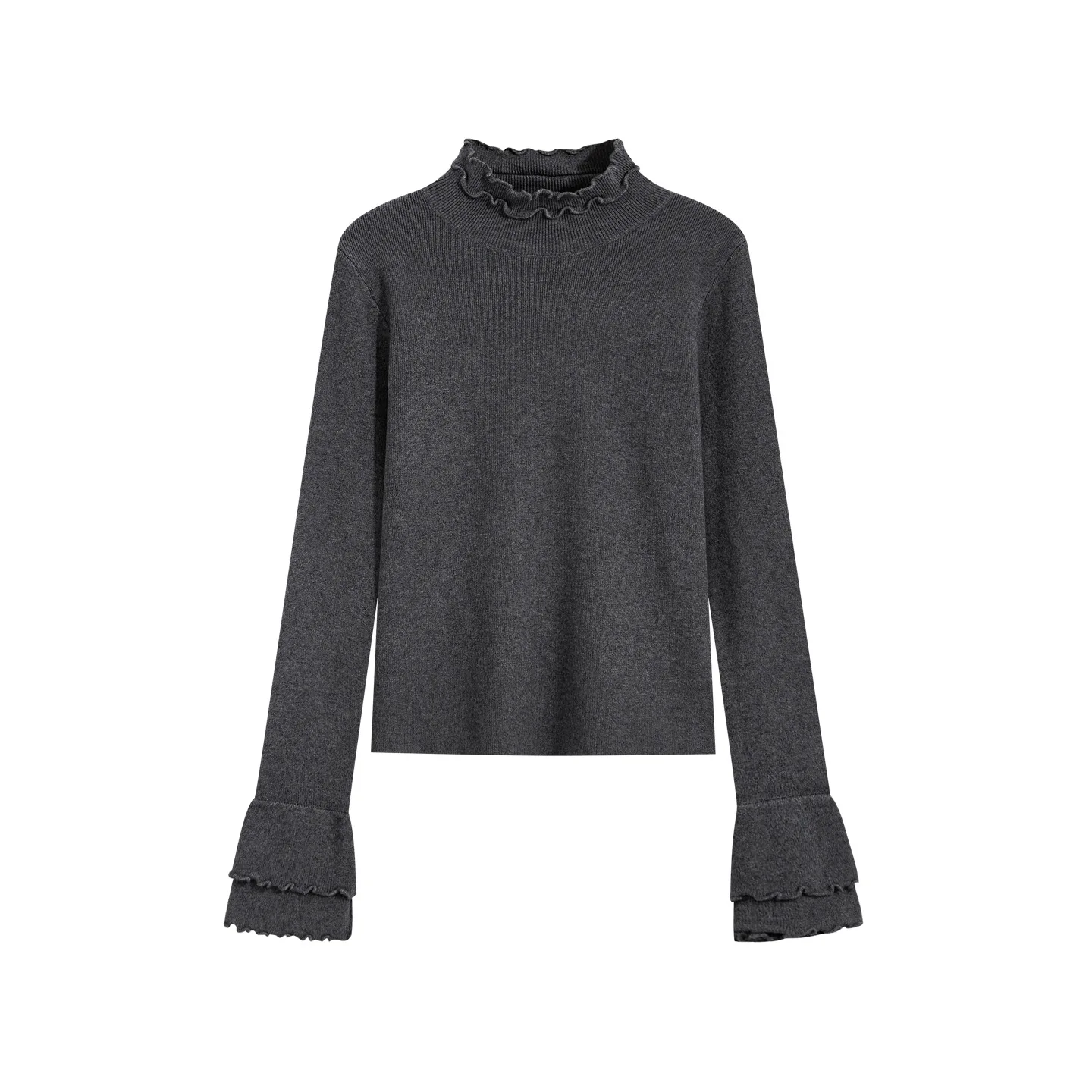 Женский новый вязаный топ с двойным слоем, отделкой «волнистый край», полувысоким воротником, однотонный, стильный, облегающий пуловер для весны и осени
Женский новый вязаный топ с двойным слоем, отделкой «волнистый край», полувысоким воротником, однотонный, стильный, облегающий пуловер для весны и осени