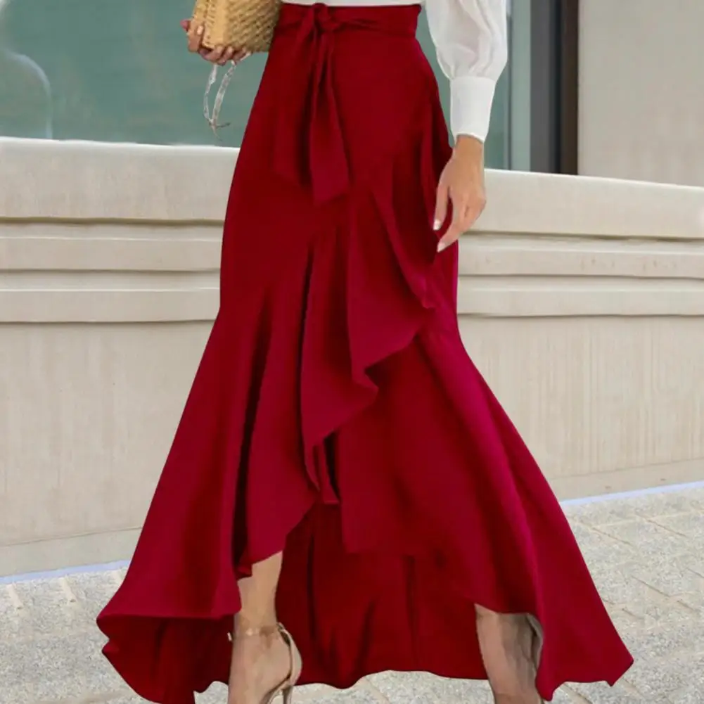 Women Summer Maxi Skirt High Waist Lace-up Ruffle Trim Long Skirt Plaid Print Bow Tie Irregular Hem Casual Skirt
Women Summer Maxi Skirt High Waist Lace-up Ruffle Trim Long Skirt Plaid Print Bow Tie Irregular Hem Casual Skirt