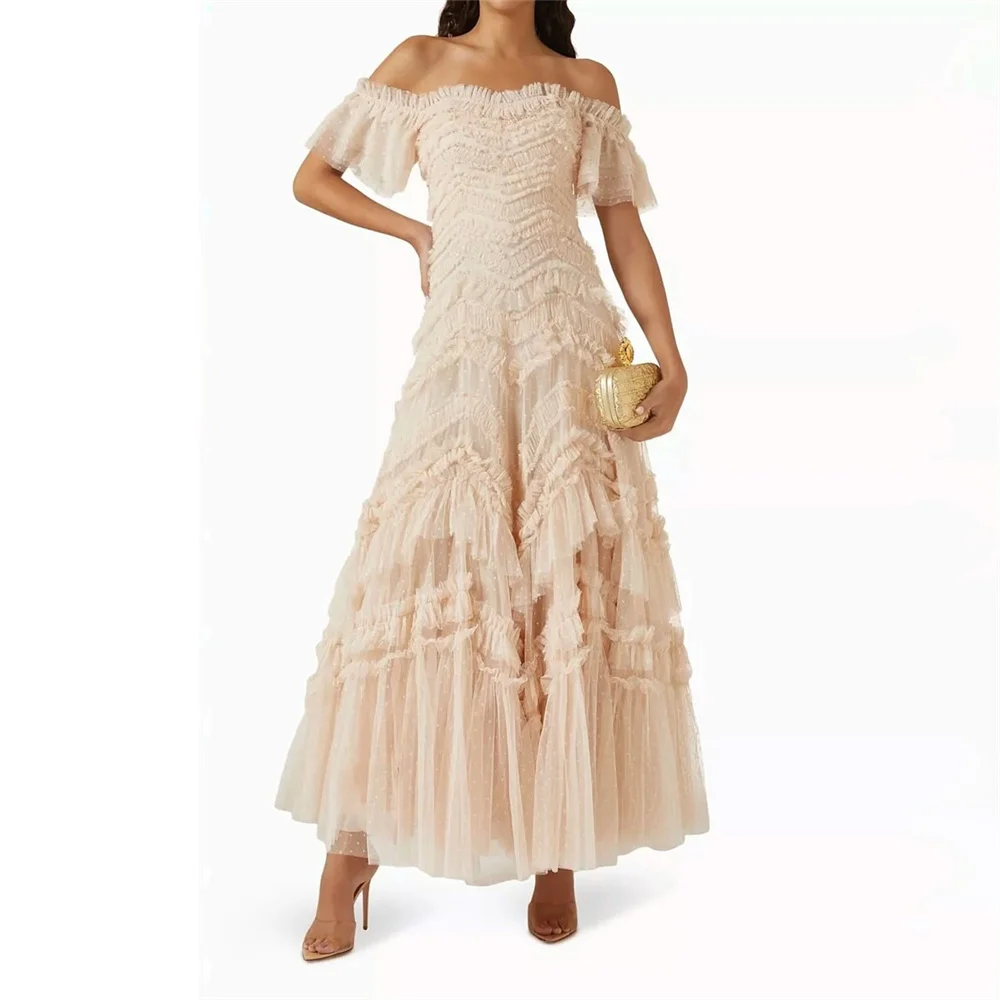 ROYET Lace Applique Strapless Off The Shoulder A Line Formal Prom Gown Ankle Length Elegant Evening Dress For Woman Customized
ROYET Lace Applique Strapless Off The Shoulder A Line Formal Prom Gown Ankle Length Elegant Evening Dress For Woman Customized