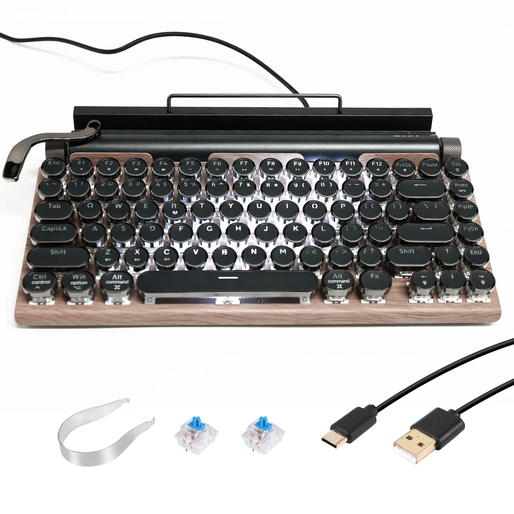 Retro Typewriter Keyboard Wireless Bluetooth Keyboard USB Mechanical Punk Keycaps For Desktop PC/Laptop/Phone
Retro Typewriter Keyboard Wireless Bluetooth Keyboard USB Mechanical Punk Keycaps For Desktop PC/Laptop/Phone