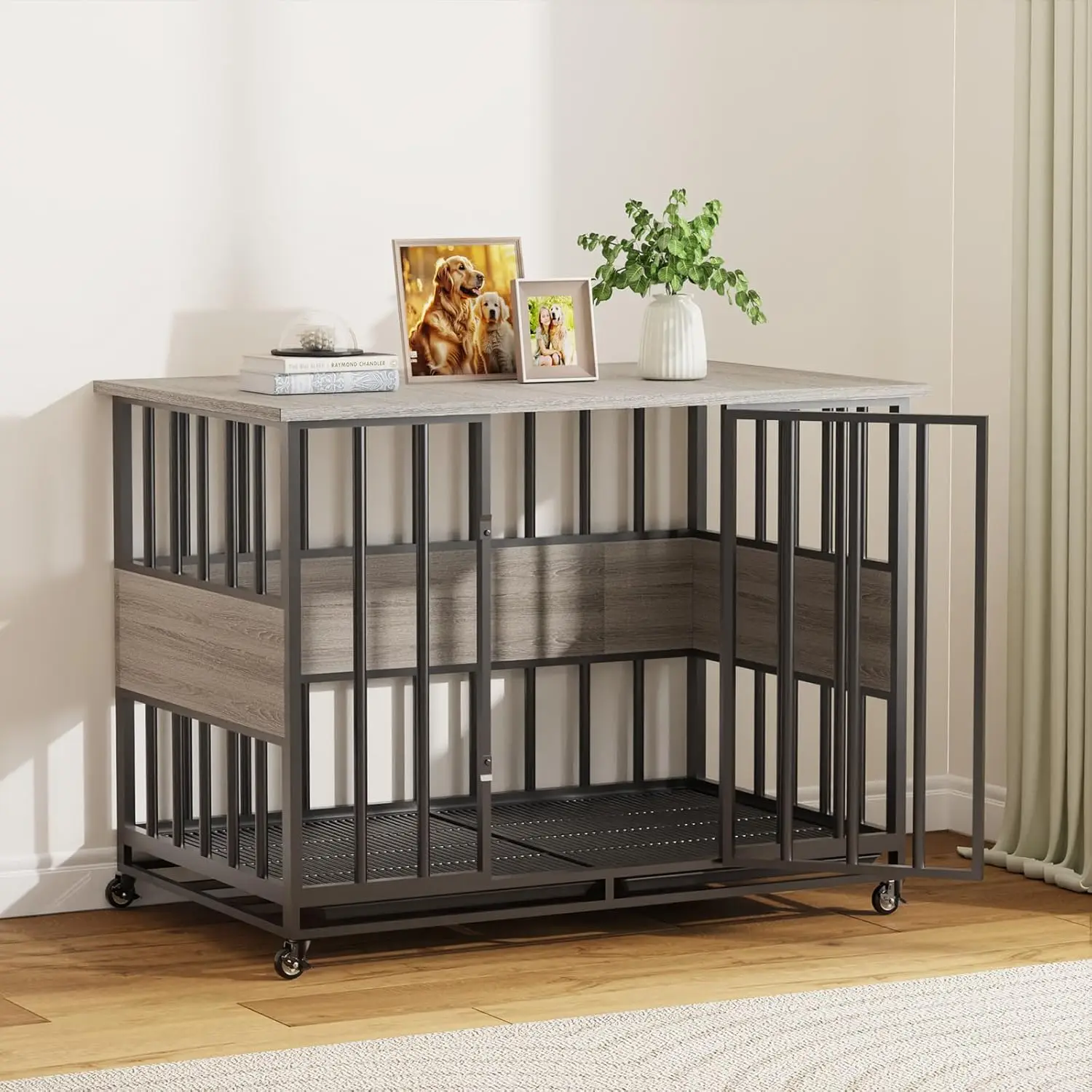 47 Inch Dog Kennel Indoor Furniture End Table Dog Crate for Dogs, Farmhouse Decorative Wooden Dog Cage Table with Double-Trays
47 Inch Dog Kennel Indoor Furniture End Table Dog Crate for Dogs, Farmhouse Decorative Wooden Dog Cage Table with Double-Trays