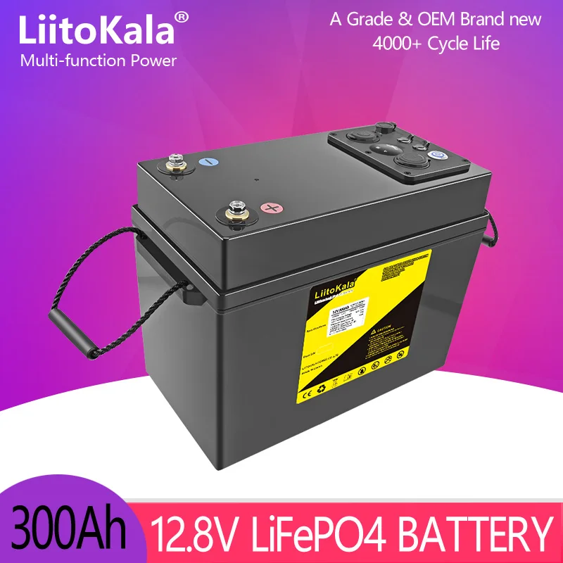 LiitoKala 12V 300AH lifepo4 lithium battery 4s 12.8V 300Ah with voltage display for 1200w inverter boat golf cart UPS
LiitoKala 12V 300AH lifepo4 lithium battery 4s 12.8V 300Ah with voltage display for 1200w inverter boat golf cart UPS