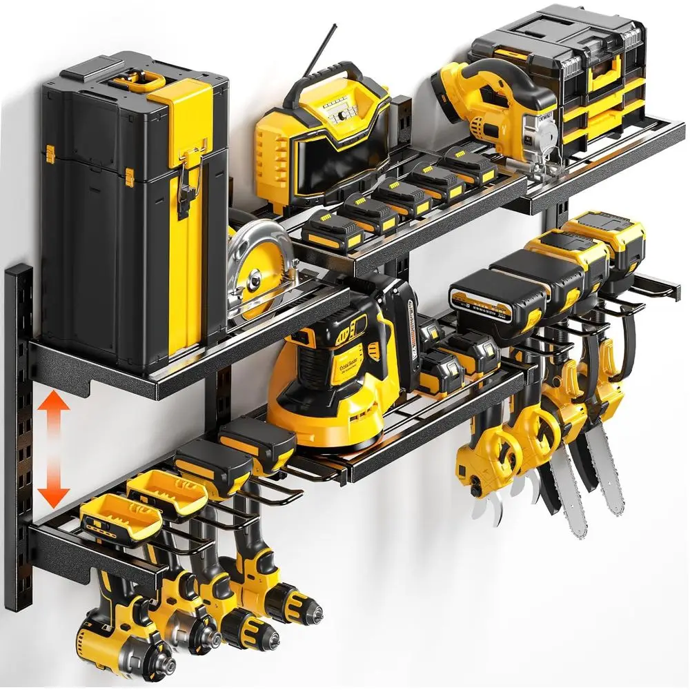 Large ular Power Tool Organizer Wall Mount With 6 Adjustable Shel, Heavy Duty Iron Tool Storage Rack Loads 300lbs with 8 CordlTo
Large ular Power Tool Organizer Wall Mount With 6 Adjustable Shel, Heavy Duty Iron Tool Storage Rack Loads 300lbs with 8 CordlTo