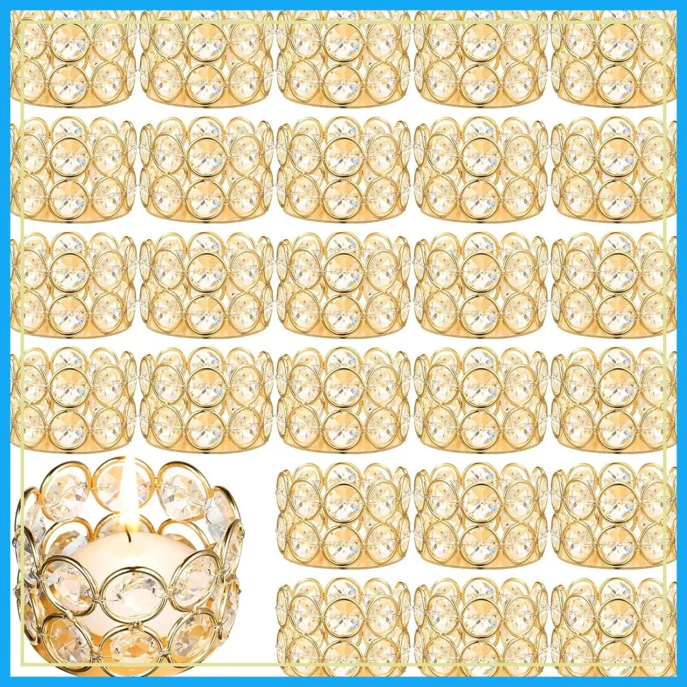 30 Crystal Tealight Candle Holders, Diamond Design Votive Stands for Wedding Party Home Decor (Gold)
30 Crystal Tealight Candle Holders, Diamond Design Votive Stands for Wedding Party Home Decor (Gold)
