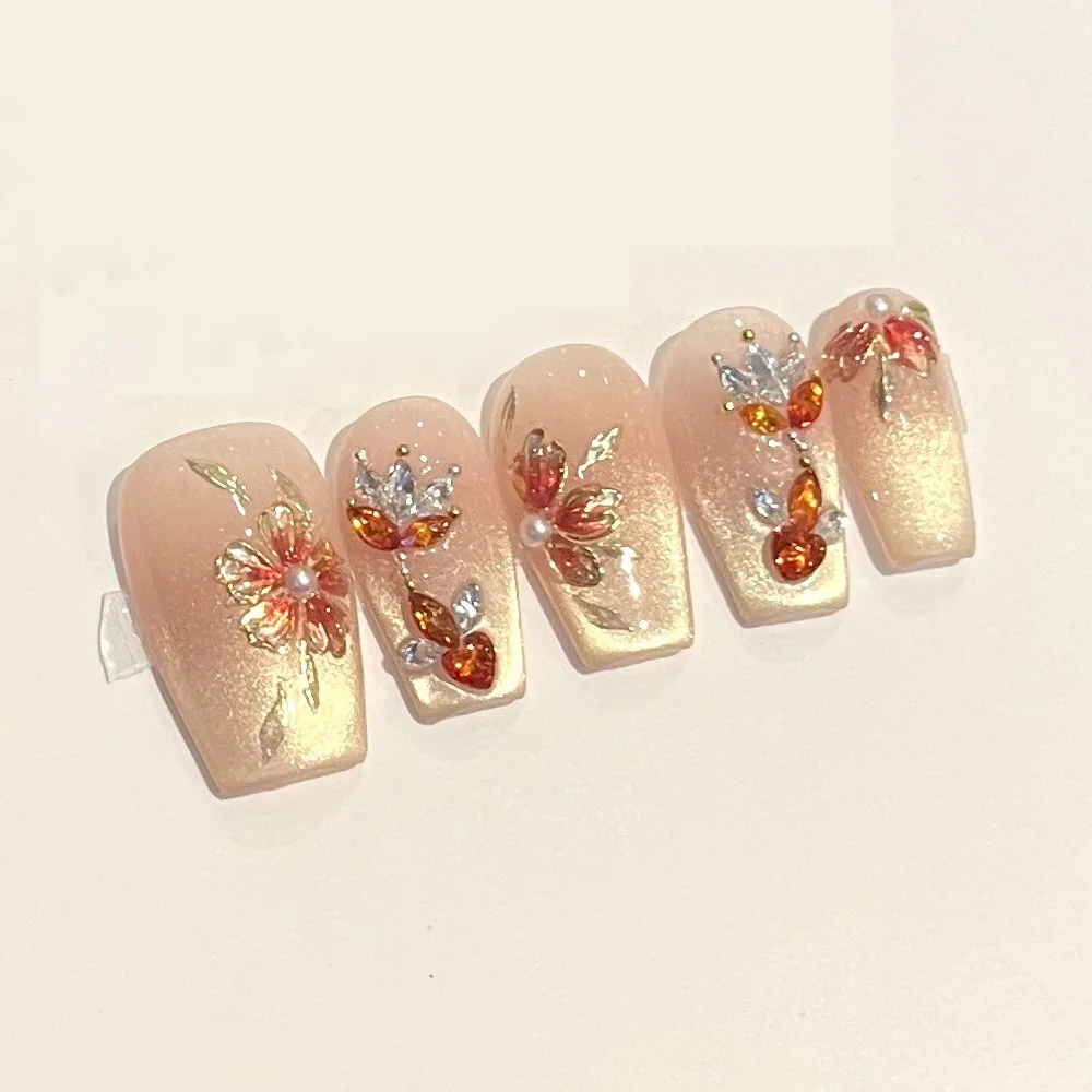 10pcs Handmade Press on Nails Short Square Cut Nail with Embroidered Petals Faux Nails with Koi Cat-Eye Full-Coverage Nail Tips
10pcs Handmade Press on Nails Short Square Cut Nail with Embroidered Petals Faux Nails with Koi Cat-Eye Full-Coverage Nail Tips