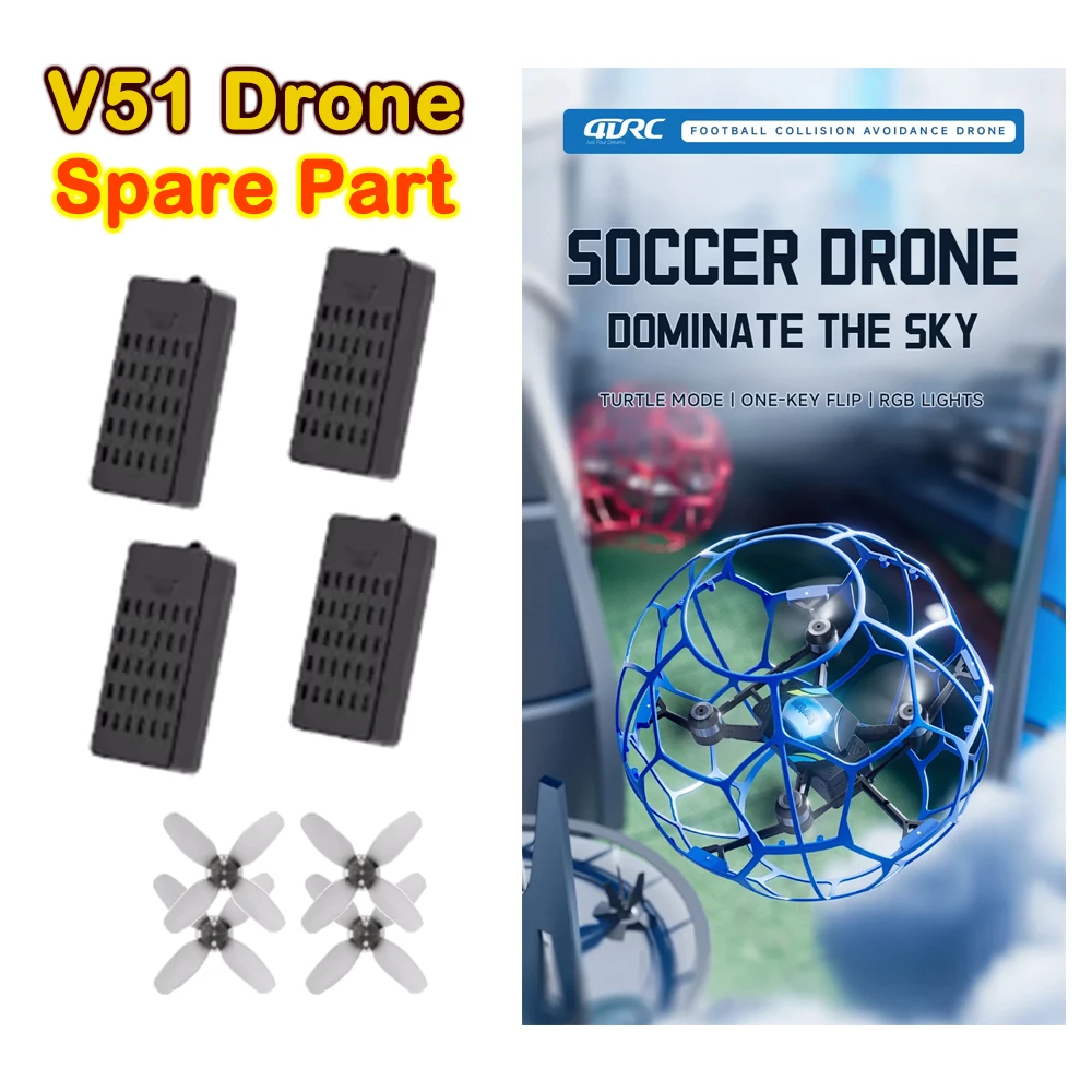 4DRC V51 Football Brushless Drone Original Spare Part 4D-V51 Drone Battery 3.7V 1300mAh / Propeller Blade Part Accessory
4DRC V51 Football Brushless Drone Original Spare Part 4D-V51 Drone Battery 3.7V 1300mAh / Propeller Blade Part Accessory