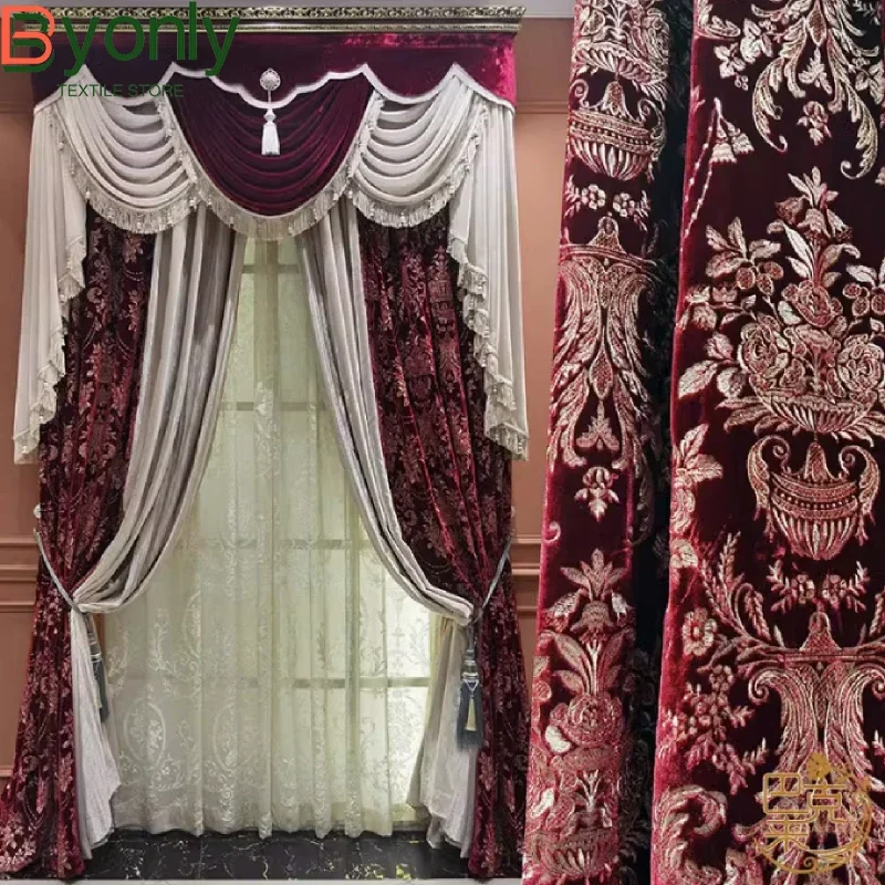 The New Wine Red Silk Velvet Embroidered Floral Curtains Splicing Thickened Curtains for Living Room Bedroom Balcony Floating
The New Wine Red Silk Velvet Embroidered Floral Curtains Splicing Thickened Curtains for Living Room Bedroom Balcony Floating