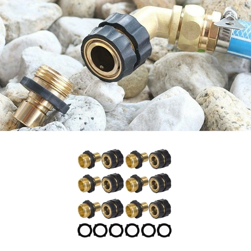 Garden Hose Quick Connects Fitting 3/4 Inch Brass Hose Quick Connector Kits Anti-Leak Female and Male Water Hose Adapter Y5GB
Garden Hose Quick Connects Fitting 3/4 Inch Brass Hose Quick Connector Kits Anti-Leak Female and Male Water Hose Adapter Y5GB