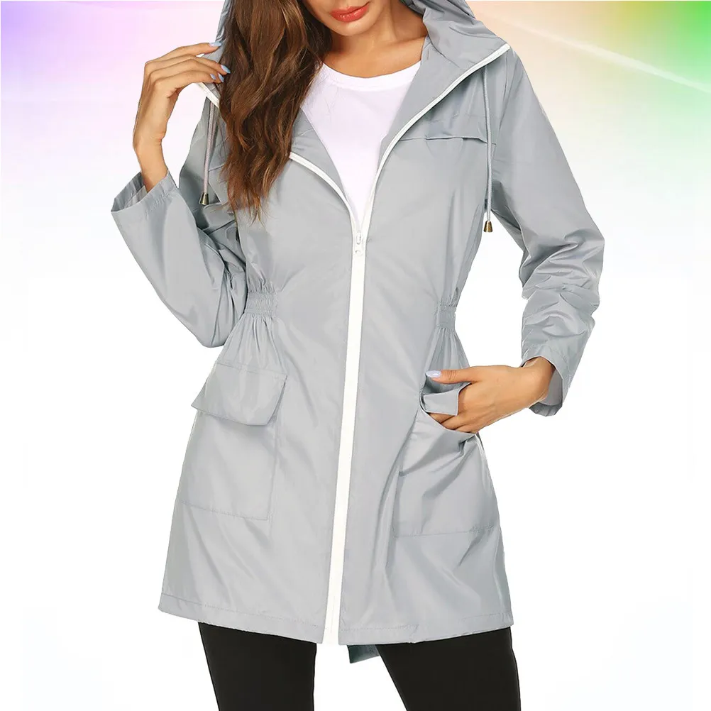 Women's Waterproof Raincoat Grey Size S Lightweight Hooded Windproof Long Sleeve Zippered Outdoor Mountaineering Hiking Coat
Women's Waterproof Raincoat Grey Size S Lightweight Hooded Windproof Long Sleeve Zippered Outdoor Mountaineering Hiking Coat