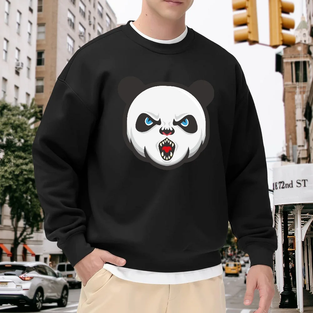 Men's Black Crew Neck Loose Sweatshirt with Unique Panda Print, Street Style Casual Top, Comfortable and Versatile for Everyday Wear and Sports
Men's Black Crew Neck Loose Sweatshirt with Unique Panda Print, Street Style Casual Top, Comfortable and Versatile for Everyday Wear and Sports