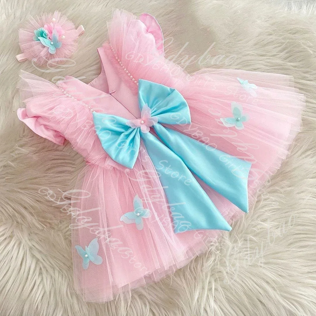 Pink Girls Baptism Dress With Headband 2 Piece Toddlers Bow Birthday Gowns Beaded Tulle Wedding Flower Girl Dress Custom Made
Pink Girls Baptism Dress With Headband 2 Piece Toddlers Bow Birthday Gowns Beaded Tulle Wedding Flower Girl Dress Custom Made