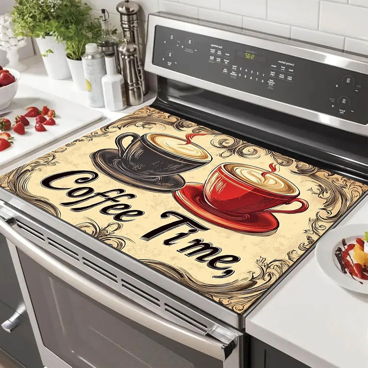 Dual Cup Stove Top Cover Glass Stovetop Decorator Mat Vintage Coffee Bar Kitchen Decor Electric Stove Glass Top Protector Heat
Dual Cup Stove Top Cover Glass Stovetop Decorator Mat Vintage Coffee Bar Kitchen Decor Electric Stove Glass Top Protector Heat