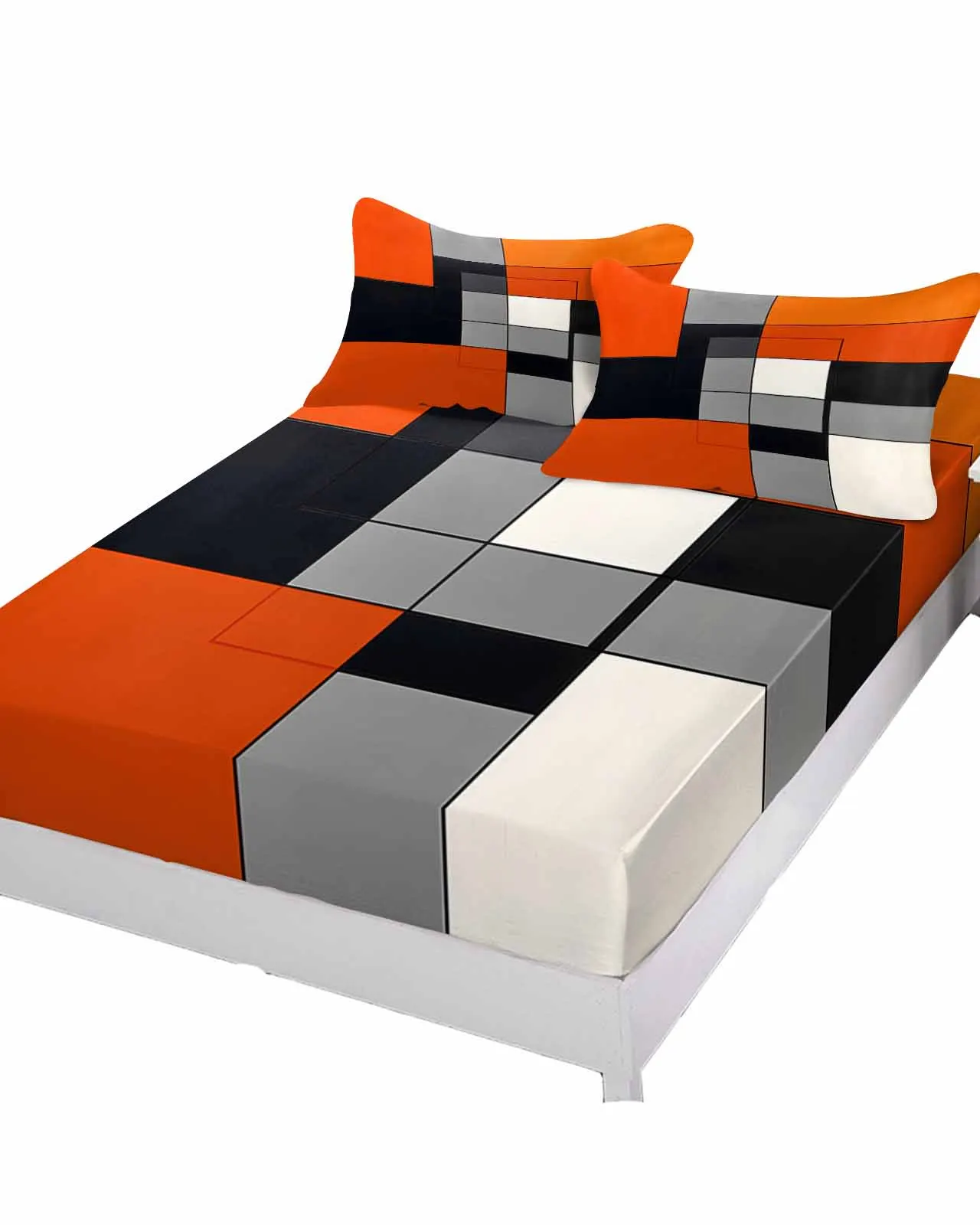 Modern Orange Color Block Bed Mattress Fitted sheet Elastic Rubber Band Non-slip Bed Sheet Pillowcase Set
Modern Orange Color Block Bed Mattress Fitted sheet Elastic Rubber Band Non-slip Bed Sheet Pillowcase Set