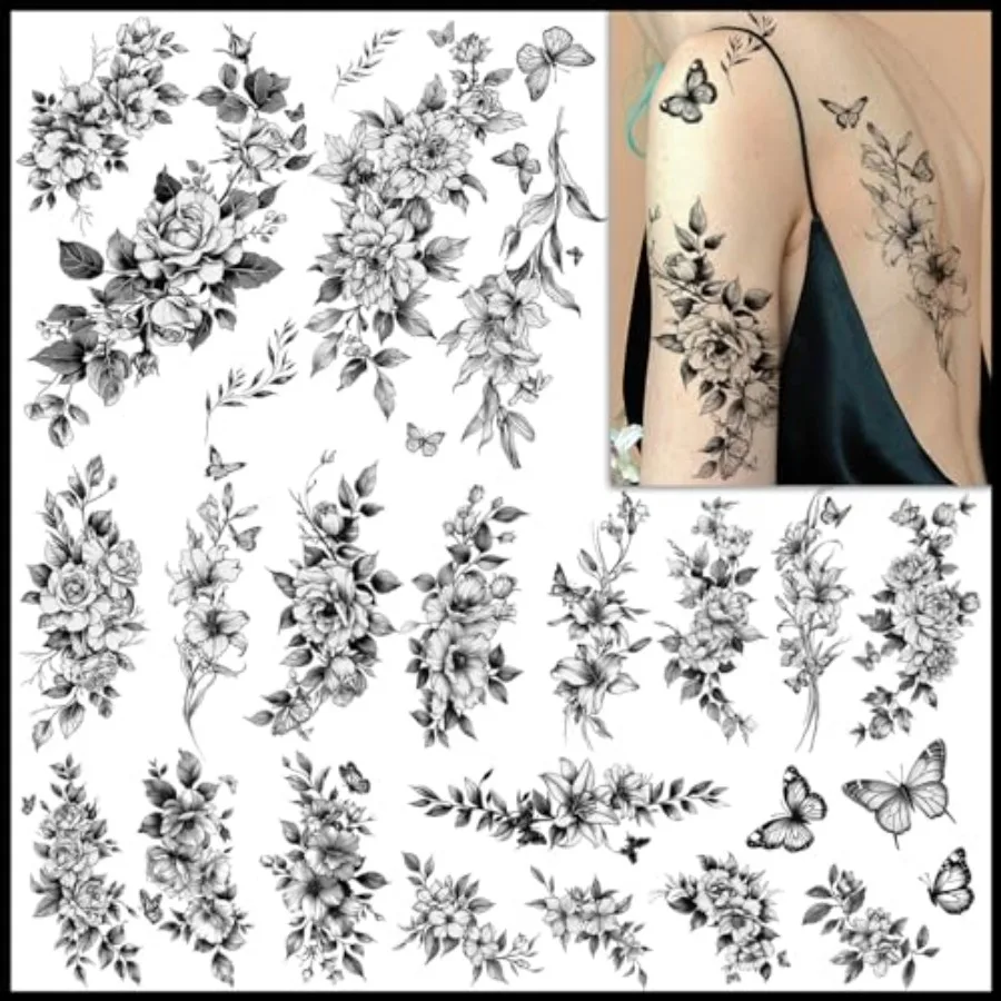 Realistic Flower Temporary Tattoos Women - 9 Lar Seets Flower Ro Tattoos Women Body Art Arm Cest Legs Soulder
Realistic Flower Temporary Tattoos Women - 9 Lar Seets Flower Ro Tattoos Women Body Art Arm Cest Legs Soulder
