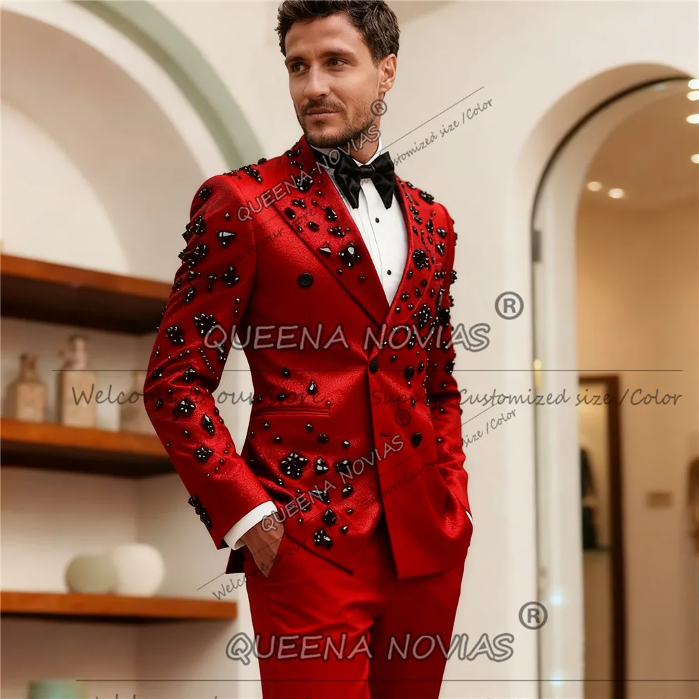 Luxury Beaded Stones Suit Men 2 Pieces Sets Double Breasted Prom Blazers Customized Wedding Tuxedos Outfits trajes para hombre
Luxury Beaded Stones Suit Men 2 Pieces Sets Double Breasted Prom Blazers Customized Wedding Tuxedos Outfits trajes para hombre