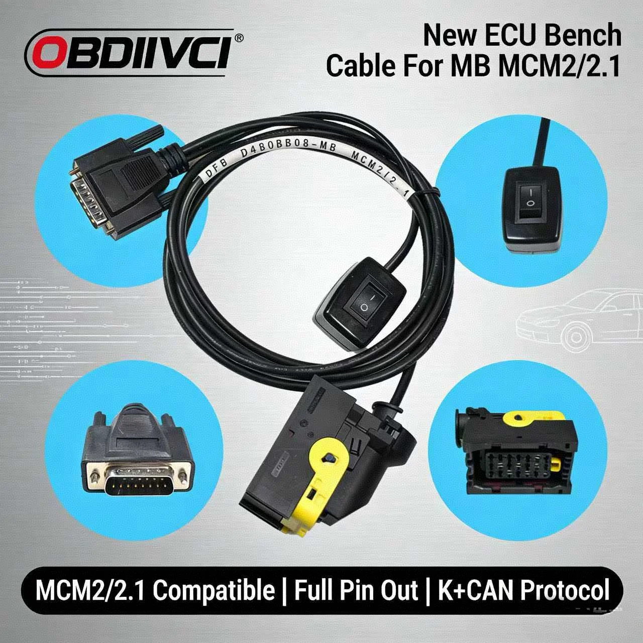 ECU Bench Cable For MCM2/2.1 K+CAN, A+ Full Pin Diagnostic Cable With Switch Compatible With BMW ECU Programming & Tuning
ECU Bench Cable For MCM2/2.1 K+CAN, A+ Full Pin Diagnostic Cable With Switch Compatible With BMW ECU Programming & Tuning