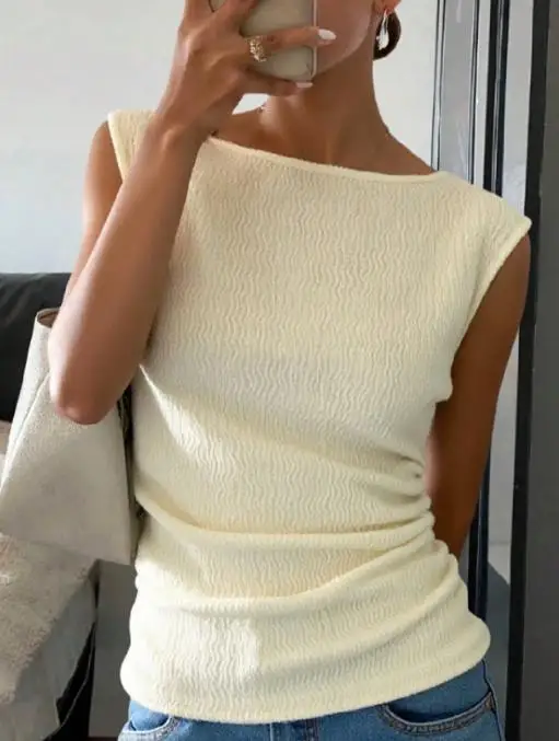 Summer Tops Woman Elegant Solid Color Temperament Top for Women's Temperament Sleeveless Pleated Waistband Vest Top for Women
Summer Tops Woman Elegant Solid Color Temperament Top for Women's Temperament Sleeveless Pleated Waistband Vest Top for Women