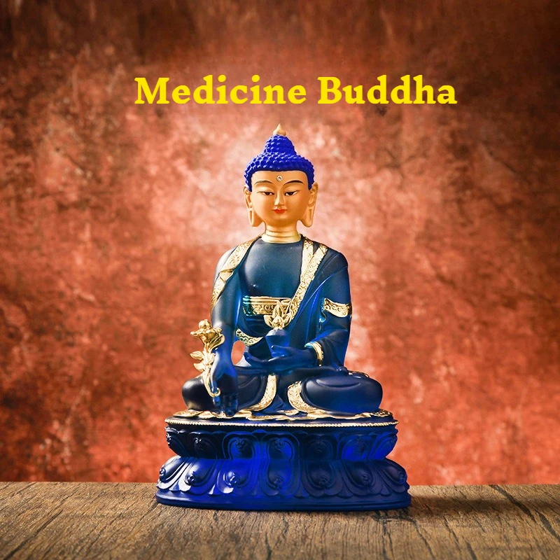 Translucent Blue Water-Glass Medicine Buddha Statue, Hand-Gilded 24K Gold-Leaf & Painted, 22 cm ,Zen Altar Decor
Translucent Blue Water-Glass Medicine Buddha Statue, Hand-Gilded 24K Gold-Leaf & Painted, 22 cm ,Zen Altar Decor
