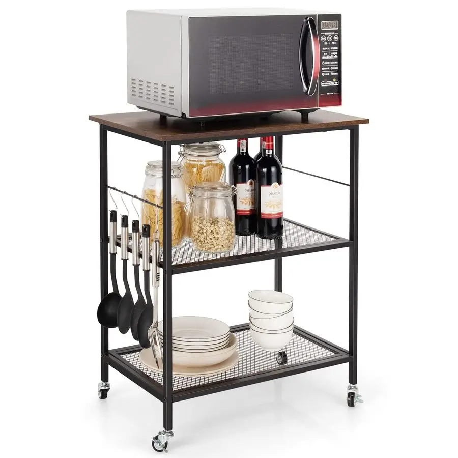 3 Tier Kitchen Bakers Rack, Rolling Microwave Cart, Industrial Bar Service Cart, Kitchen Cart on Lockable Universal Wheels, 5 Ho
3 Tier Kitchen Bakers Rack, Rolling Microwave Cart, Industrial Bar Service Cart, Kitchen Cart on Lockable Universal Wheels, 5 Ho