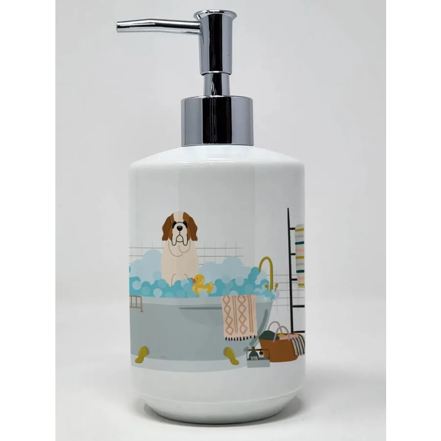 Saint Bernard in Bathtub Ceramic Soap Dispenser Hand Soap Dispenser Pump Bottles for Bathroom Kitchen Empty Refillable Liquid S
Saint Bernard in Bathtub Ceramic Soap Dispenser Hand Soap Dispenser Pump Bottles for Bathroom Kitchen Empty Refillable Liquid S