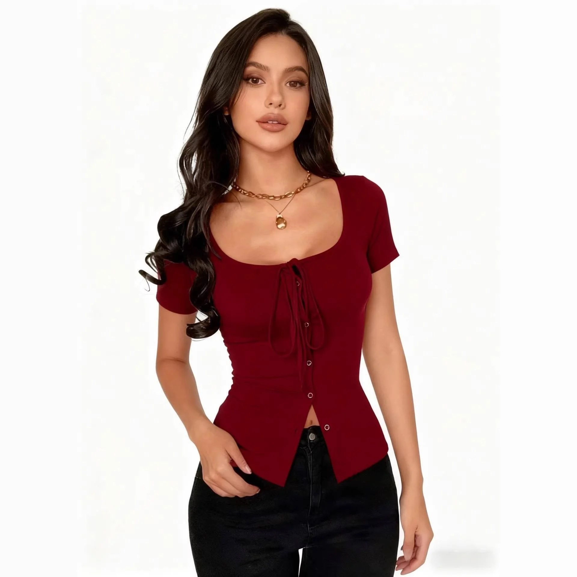 Summer 2026 Casual Fashion Pure Color Square Collar Short Sleeve Shirt Tie Dressed up Versatile Top for Men And Women
Summer 2026 Casual Fashion Pure Color Square Collar Short Sleeve Shirt Tie Dressed up Versatile Top for Men And Women