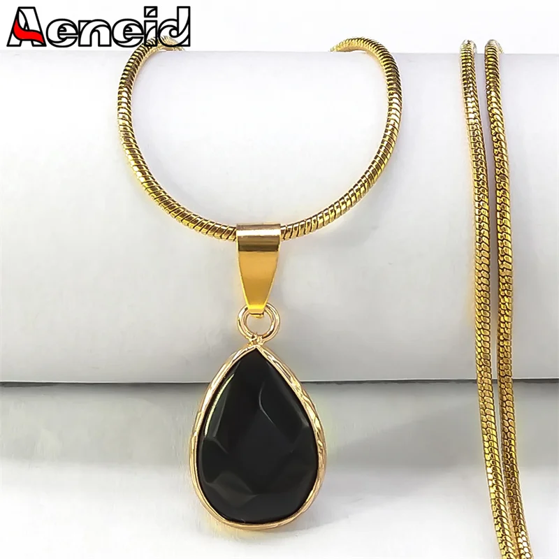 Water Drop Black Natural Obsidian Stone Pendant Necklace for Women Vintage Stainless Steel Snake Chain Choker Necklaces Jewelry
Water Drop Black Natural Obsidian Stone Pendant Necklace for Women Vintage Stainless Steel Snake Chain Choker Necklaces Jewelry