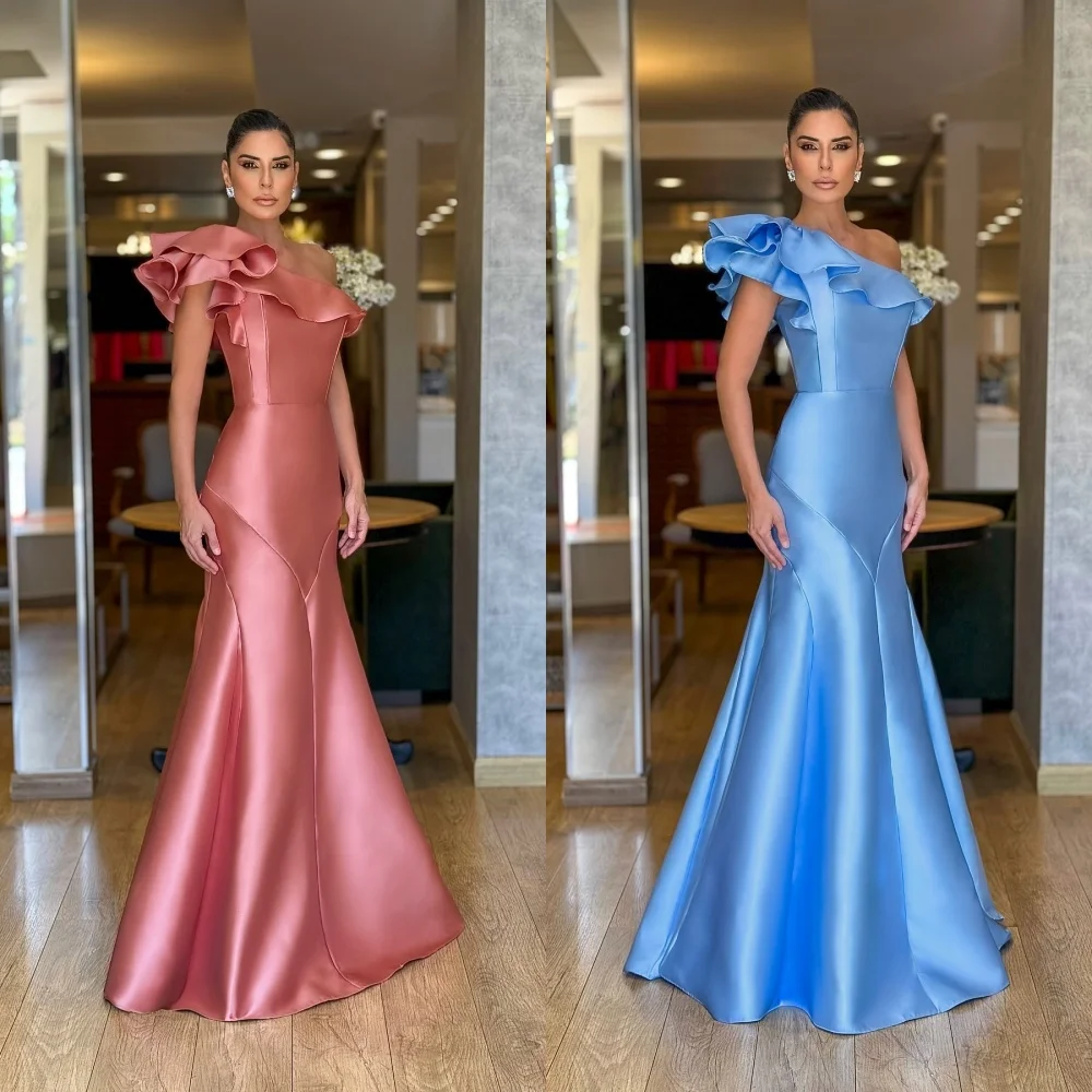 Customized Exquisite Ruffles One Shoulder Evening Dress Temperament Mermaid Party Dress Fashion Satin Celebrity Gown
Customized Exquisite Ruffles One Shoulder Evening Dress Temperament Mermaid Party Dress Fashion Satin Celebrity Gown