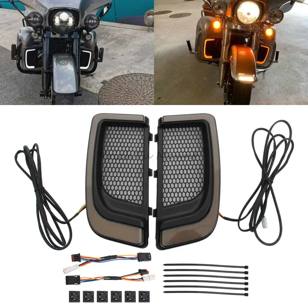 1Pair Motorcycle LED Lamps Turn Signal Fairing Lower Grills Light For Harley Touring '15-'19 FLHTKL '14-'20 FLHTK
1Pair Motorcycle LED Lamps Turn Signal Fairing Lower Grills Light For Harley Touring '15-'19 FLHTKL '14-'20 FLHTK