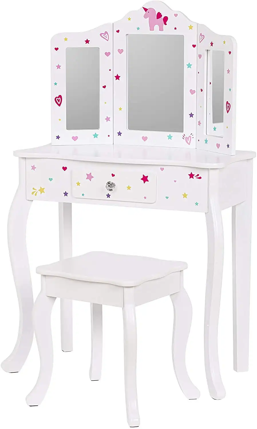 Pretend Play Kids Vanity Table and Chair Vanity Set with Mirror Makeup Dressing Table with Drawer,Play Vanity Set,White
Pretend Play Kids Vanity Table and Chair Vanity Set with Mirror Makeup Dressing Table with Drawer,Play Vanity Set,White
