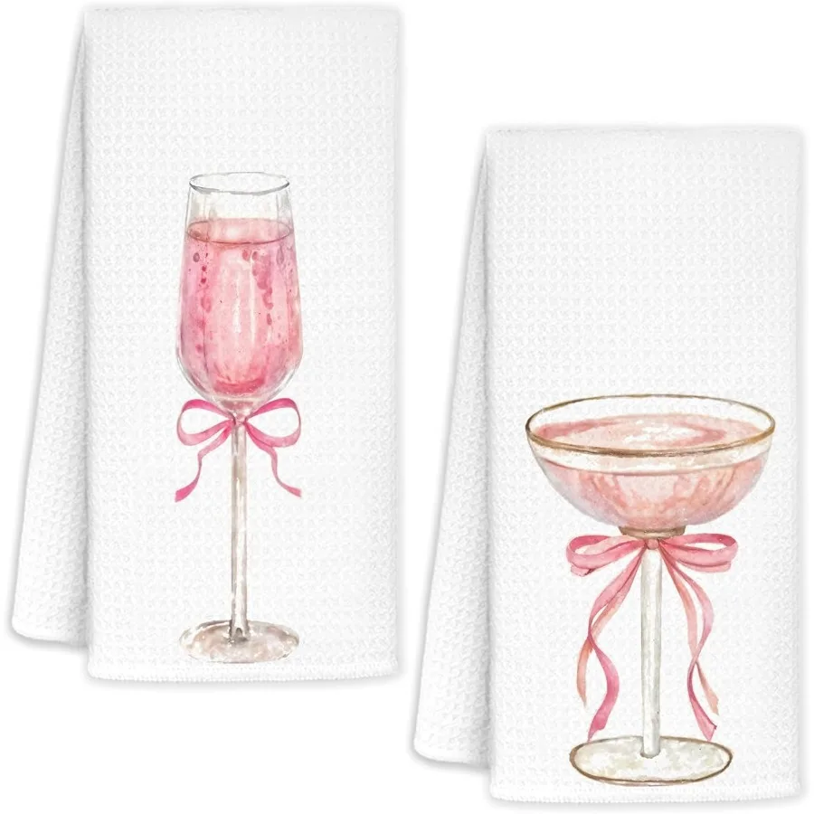 Кухонные полотенца с розовым бантом и шампанским Кокетка Розовый кухонный декор Спиртовые подарки Полотенца для рук для декора кухонного бара 16x24 Ih Набор из 2 шт. 
Кухонные полотенца с розовым бантом и шампанским Кокетка Розовый кухонный декор Спиртовые подарки Полотенца для рук для декора кухонного бара 16x24 Ih Набор из 2 шт.